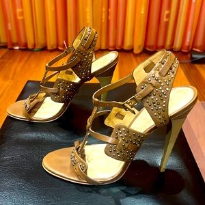 L.A.M.B stunning never worn brown studded leather sandals